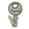 Pendant, Zinc Alloy Jewelry Findings, key 21x37mm, Sold by Bag