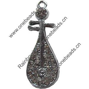 Zinc Alloy Charm/Pendant with Crystal, 13x35mm, Sold by PC