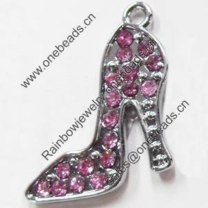 Zinc Alloy Charm/Pendant with Crystal, 23x26mm, Sold by PC