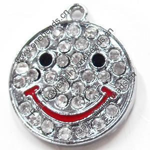 Zinc Alloy Charm/Pendant with Crystal, 20x23mm, Sold by PC