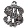 Zinc Alloy Charm/Pendant with Crystal, 18x24mm, Sold by PC