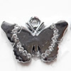 Zinc Alloy Charm/Pendant with Crystal, Butterfly, 25x18mm, Sold by PC