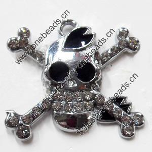 Zinc Alloy Charm/Pendant with Crystal, 28x26mm, Sold by PC