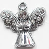 Zinc Alloy Charm/Pendant with Crystal, 20x21mm, Sold by PC