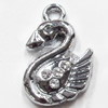 Zinc Alloy Charm/Pendant with Crystal, Goose, 12x18mm, Sold by PC