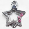 Zinc Alloy Connector with Crystal, Star, 19x22mm, Sold by PC