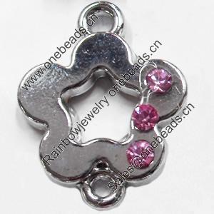 Zinc Alloy Connector with Crystal, Flower, 18x22mm, Sold by PC