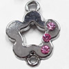Zinc Alloy Connector with Crystal, Flower, 18x22mm, Sold by PC