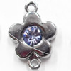 Zinc Alloy Connector with Crystal, Flower, 12x16mm, Sold by PC