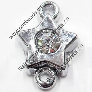 Zinc Alloy Connector with Crystal, Star, 12x18mm, Sold by PC