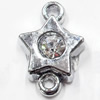 Zinc Alloy Connector with Crystal, Star, 12x18mm, Sold by PC