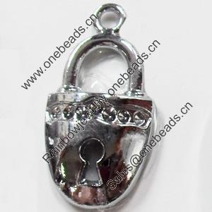 Zinc Alloy Charm/Pendant with Crystal, 12x24mm, Sold by PC