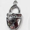 Zinc Alloy Charm/Pendant with Crystal, 12x24mm, Sold by PC