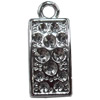 Zinc Alloy Charm/Pendant with Crystal, 8x20mm, Sold by PC