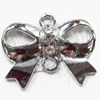 Zinc Alloy Charm/Pendant with Crystal, Bowknot, 30x26mm, Sold by PC