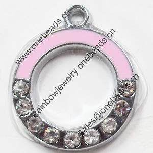Zinc Alloy Charm/Pendant with Crystal, 20x24mm, Sold by PC