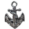 Zinc Alloy Charm/Pendant with Crystal, 11x15mm, Sold by PC