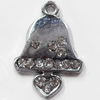 Zinc Alloy Charm/Pendant with Crystal, 15x21mm, Sold by PC