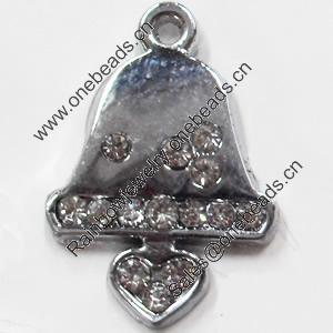 Zinc Alloy Charm/Pendant with Crystal, 15x21mm, Sold by PC