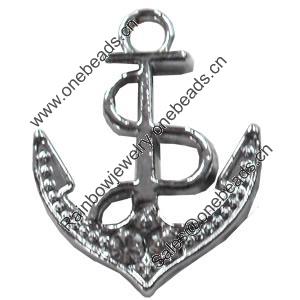Zinc Alloy Charm/Pendant with Crystal, 15x18mm, Sold by PC