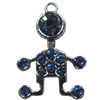 Zinc Alloy Charm/Pendant with Crystal, 18x27mm, Sold by PC