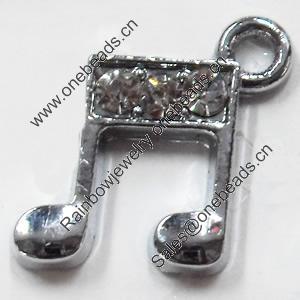 Zinc Alloy Charm/Pendant with Crystal, 10x12mm, Sold by PC
