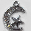 Zinc Alloy Charm/Pendant with Crystal, 13x18mm, Sold by PC
