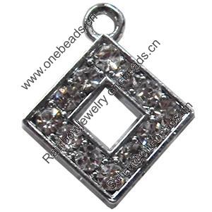 Zinc Alloy Charm/Pendant with Crystal, 14x16mm, Sold by PC