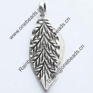 Pendant, Zinc Alloy Jewelry Findings, Leaf, 8x24mm, Sold by Bag