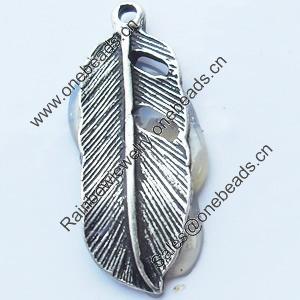Pendant, Zinc Alloy Jewelry Findings, Leaf, 8x25mm, Sold by Bag