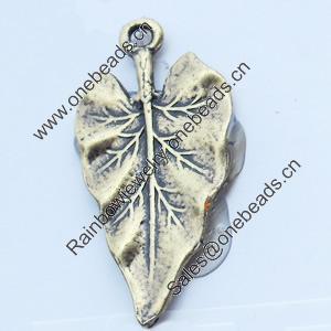 Pendant, Zinc Alloy Jewelry Findings, Leaf, 14x30mm, Sold by Bag