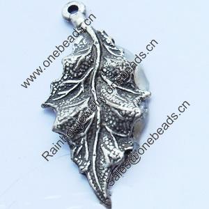 Pendant, Zinc Alloy Jewelry Findings, Leaf, 14x28mm, Sold by Bag