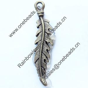Pendant, Zinc Alloy Jewelry Findings, Leaf, 7x31mm, Sold by Bag