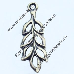 Pendant, Zinc Alloy Jewelry Findings, Leaf, 8x23mm, Sold by Bag