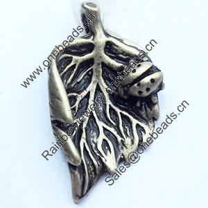 Pendant, Zinc Alloy Jewelry Findings, Leaf, 13x23mm, Sold by Bag