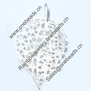 Pendant, Zinc Alloy Jewelry Findings, Leaf, 23x38mm, Sold by Bag