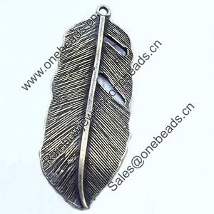 Pendant, Zinc Alloy Jewelry Findings, Leaf, 16x41mm, Sold by Bag