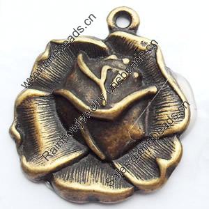 Pendant, Zinc Alloy Jewelry Findings, Flower, 23x25mm, Sold by Bag