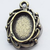 Zinc Alloy Pendant Settings, Outside diameter:11x15mm, Interior diameter:6x9mm, Sold by Bag