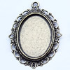 Zinc Alloy Pendant Settings, Outside diameter:28x38mm, Interior diameter:18x25mm, Sold by Bag