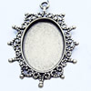 Zinc Alloy Pendant Settings, Outside diameter:31x41mm, Interior diameter:18x25mm, Sold by Bag