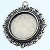 Zinc Alloy Pendant Settings, Outside diameter:32x35mm, Interior diameter:20mm, Sold by Bag