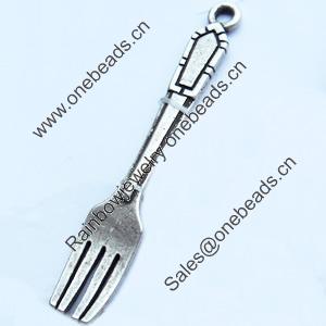 Pendant, Zinc Alloy Jewelry Findings, fork, 8x51mm, Sold by Bag