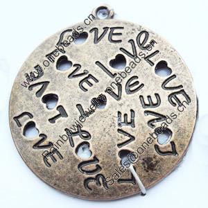 Pendant, Zinc Alloy Jewelry Findings, 39x43mm, Sold by Bag