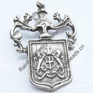 Pendant, Zinc Alloy Jewelry Findings, 26x36mm, Sold by Bag