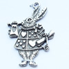 Pendant, Zinc Alloy Jewelry Findings, Rabbit, 24x37mm, Sold by Bag