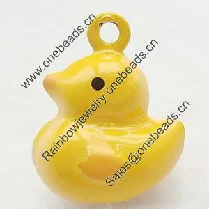 Brass Enamel Small Bell Charm, Lead-free 17x17x14mm Hole:about 2mm, Sold by PC