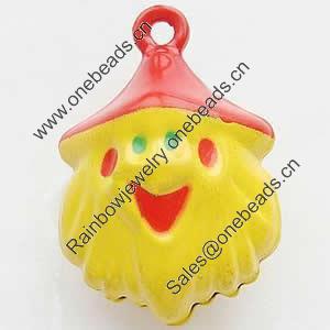 Brass Enamel Small Bell Charm, Lead-free 26x17x13mm, Hole:about 2mm, Sold by PC