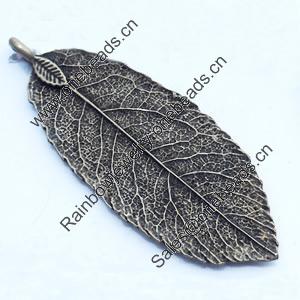 Pendant, Zinc Alloy Jewelry Findings, Leaf, 19x49mm, Sold by Bag