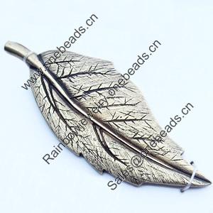 Pendant, Zinc Alloy Jewelry Findings, Leaf, 27x71mm, Sold by Bag